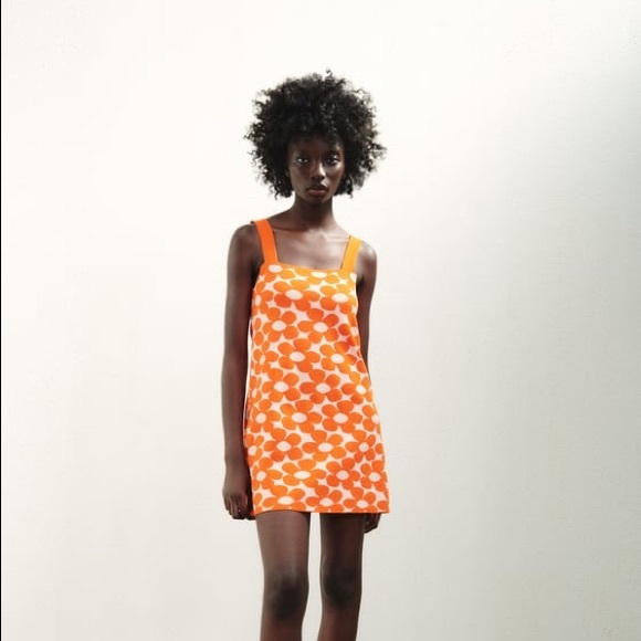 Zara Short Floral Jacquard Dress 